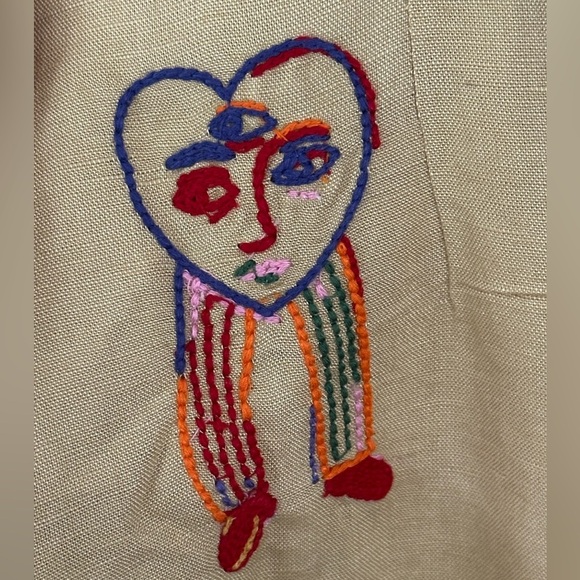 FARM Rio x Anthropologie Tan Embroidered Linen Blend Midi Dress NEW small - Picture 13 of 15